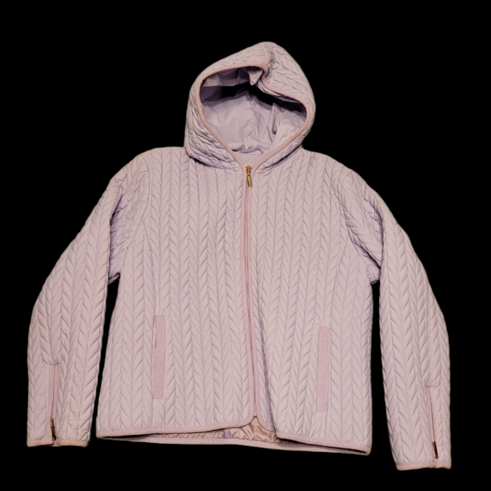 Women's XL Cole B lilac puffer hooded jacket